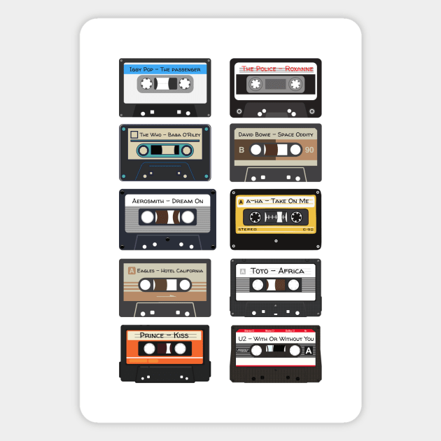 Cassette Tapes with Greatest Songs - Music Lover gift - Music Teacher Gift - Music Art Gift - Musician Gift Magnet by waltzart